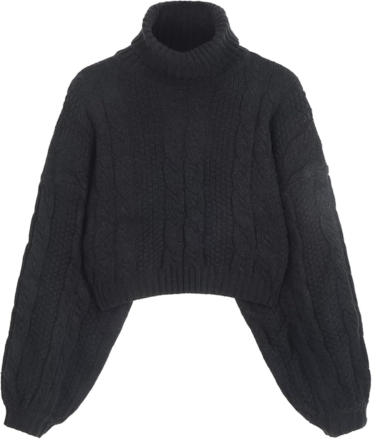 Manufacturer  ZAFUL Women's Cropped Turtleneck Sweater Lantern Sleeve Ribbed Knit Pullover Sweater Jumper   sweaters