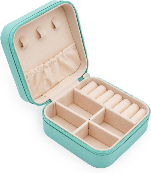 Manufacturer  Mini Jewelry Travel Case, PU Leather Travel Jewelry Organizer Box, Small Portable Portable Jewellery Storage Holder for Womens Rings Earrings Necklaces Bracelets (Blue)   rings