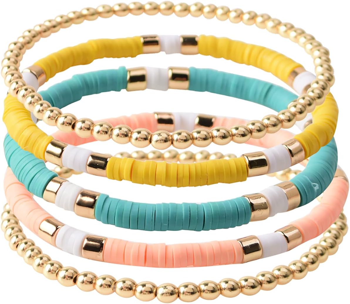 Manufacturer  GOOJIDS Surfer Heishi Clay Bead Bracelets for Women Bohemian Stackable Gold Beaded Stretch Bracelets Elastic Layering Friendship Bracelets Set Boho Jewelry  bracelets