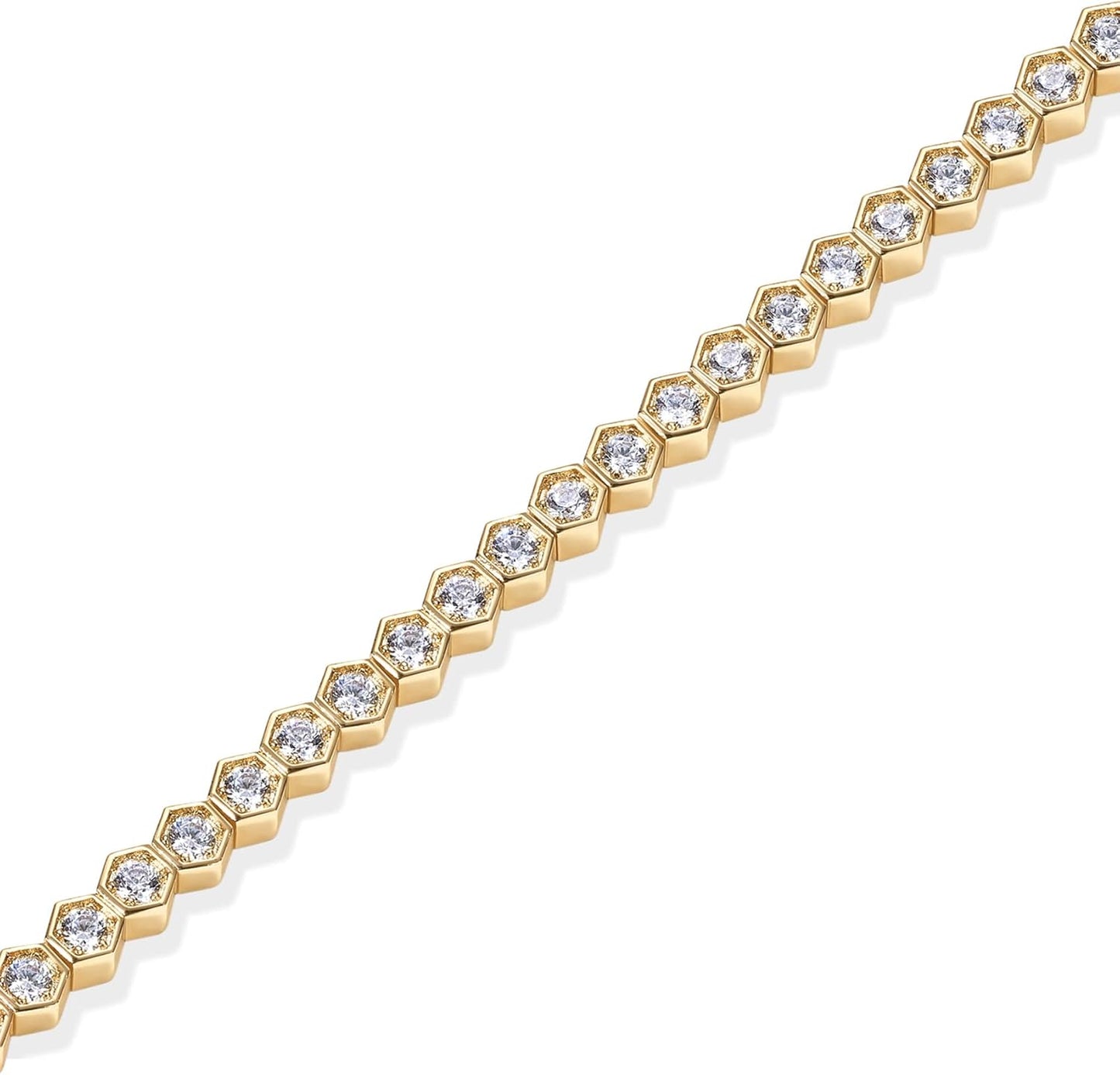 Manufacturer  PAVOI 14K Gold Plated 2mm Cubic Zirconia Honeycomb Tennis Bracelet | Gold Bracelet for Women | SizeS 6.5-7.5 Inch  bracelets