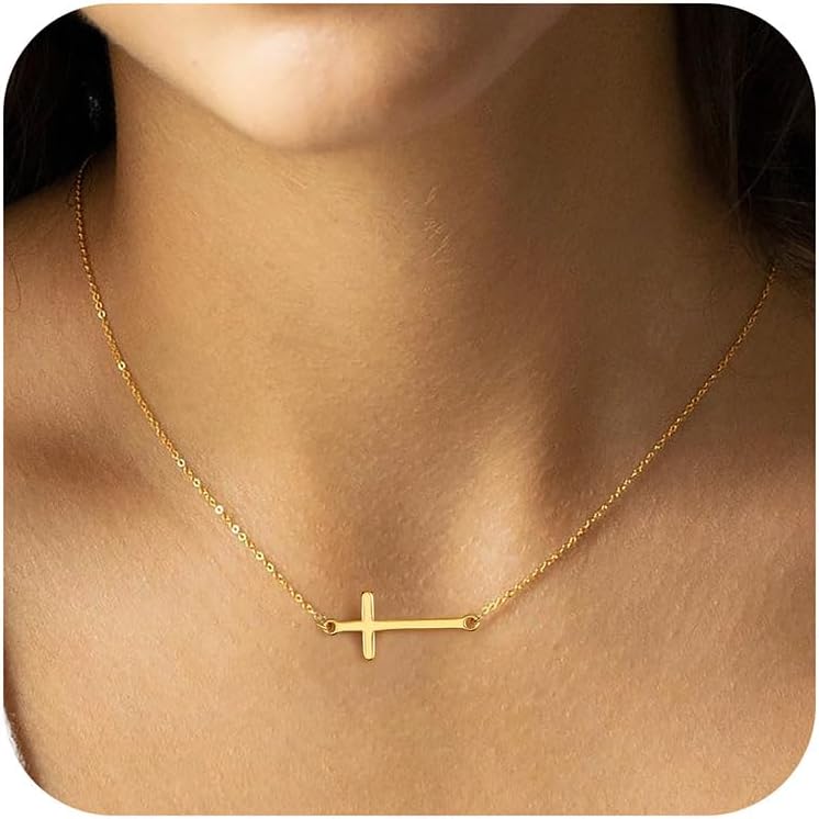 Manufacturer  MONOZO Cross Necklace for Women，14K Gold Plated Cross Necklace Layered Gold Cross Necklace Tiny Sideway Cross Choker Necklace Gold Cross Necklaces for Women Trendy Gold Jewelry Gifts for Women Trendy  necklace