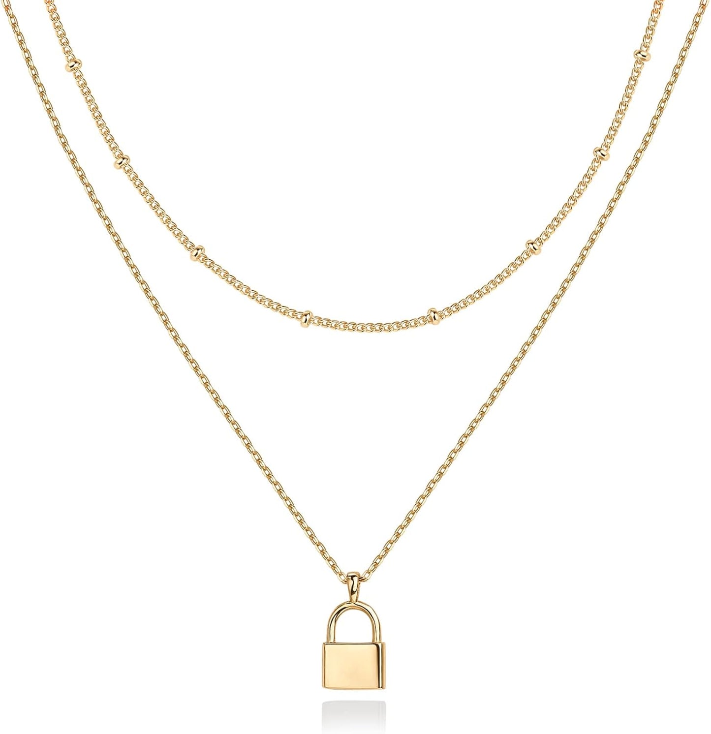 Manufacturer  PAVOI 14K Gold Plated Layering Necklaces | Stylish Minimalist Design Pendant Necklaces | Butterfly, Heart, Lock, Evil Eye, Coin, Lightning Bolt, Circle, Cross Pendants for Women  Necklace