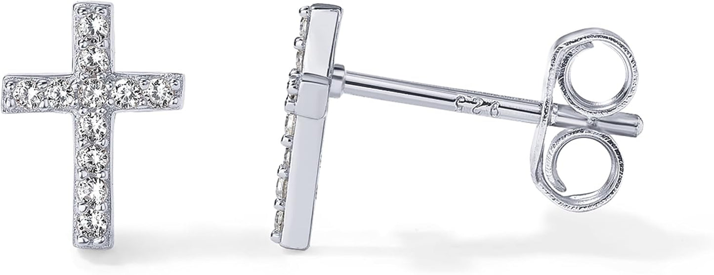 Manufacturer  PAVOI 14K Gold Plated Sterling Silver Posts Cross Earrings for Women | Small Religious Faith Cubic Zirconia Cross Studs Huggies Earrings  earring