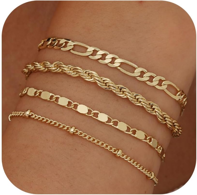 Manufacturer  TEN MIRO 16k Chunky Gold Bracelets for Women Non Tarnish,Womens Gold Bracelet Stack Layered Chunky Chain Bracelets Waterproof Link Bracelets Rope Tennis Satellite Bead Ball Bracelet Jewelry Gifts for Womens  bracelets