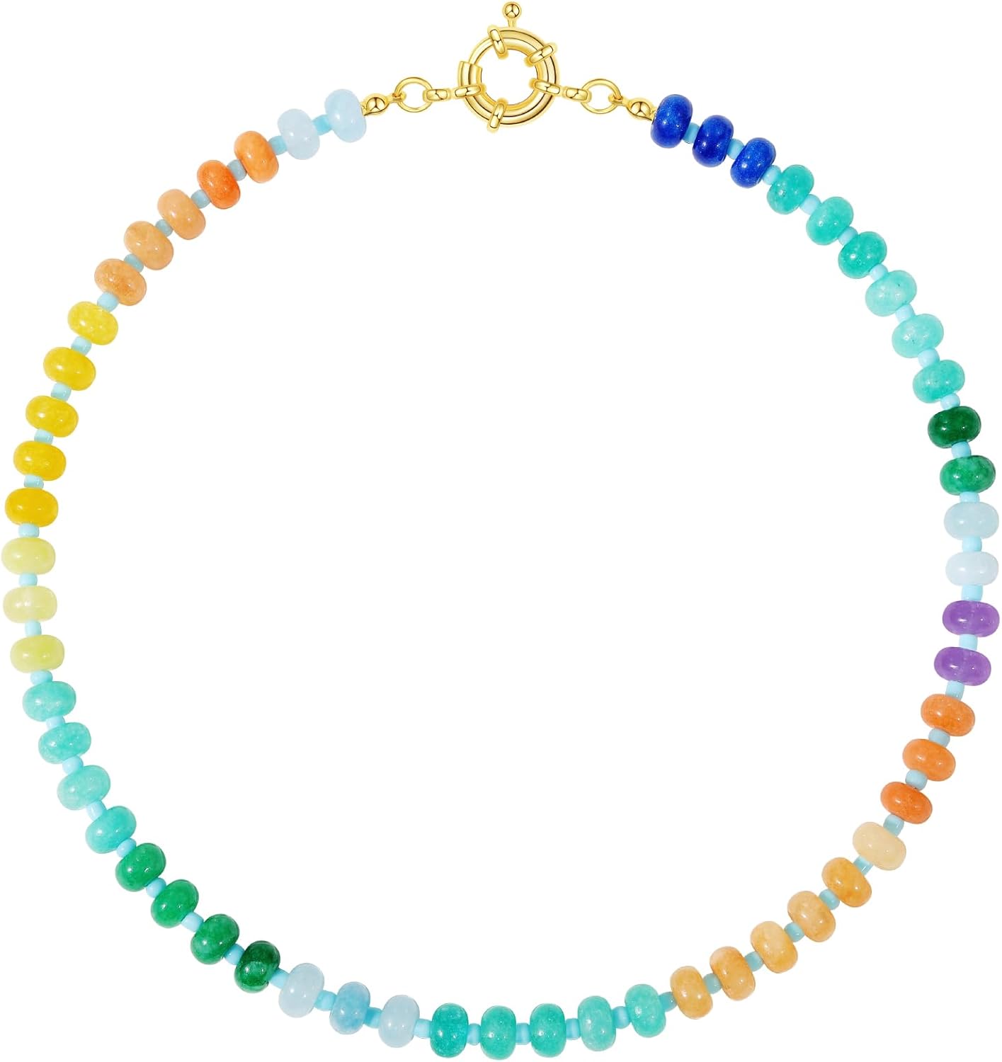 Manufacturer  KELORIS PATH Beaded Gemstone Necklaces for Women, Boho Colorful Bead Choker Necklace, Natural Stone Handmade Summer Jewelry for Beach  necklace