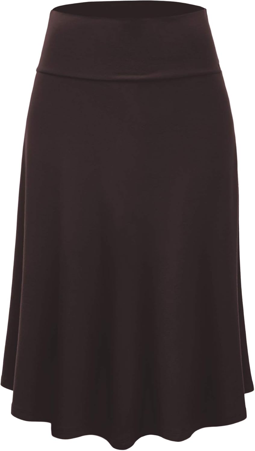 Manufacturer  Lock and Love Women's Solid Ombre Lightweight Flare Midi Pull On Closure Skirts S-XXXL Plus Size