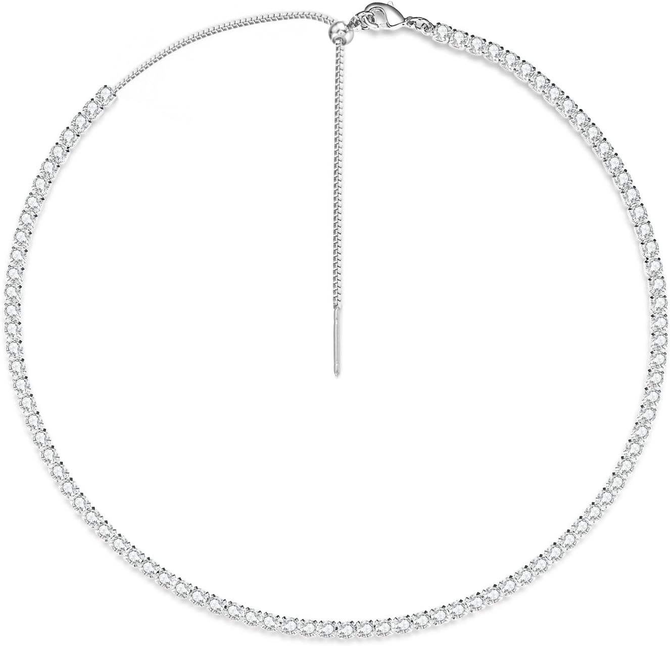 Manufacturer  Luxval Tennis Necklace 14K Gold Plated Rhinestone Butterfly Choker Necklaces for women Dainty Zirconia Cut Faux Diamond chain 3mm  necklace