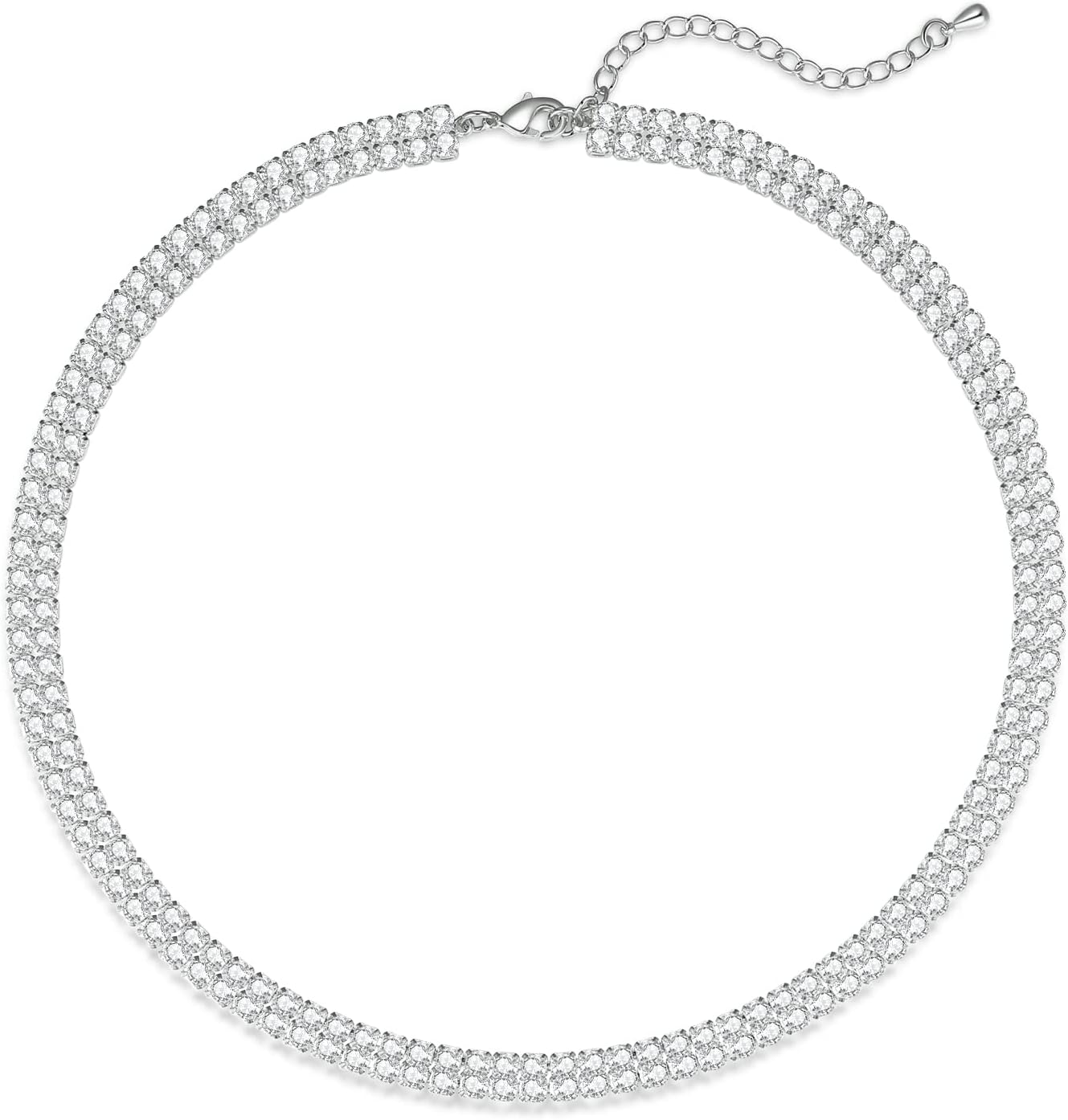 Manufacturer  Luxval Tennis Necklace 14K Gold Plated Rhinestone Butterfly Choker Necklaces for women Dainty Zirconia Cut Faux Diamond chain 3mm  necklace