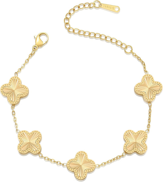 Manufacturer  18K Gold Plated Clover Bracelet Dupes Gold Lucky Bracelet for Women Flower Four Leaf Bracelets Danity Jewelry Gifts for Women  bracelets
