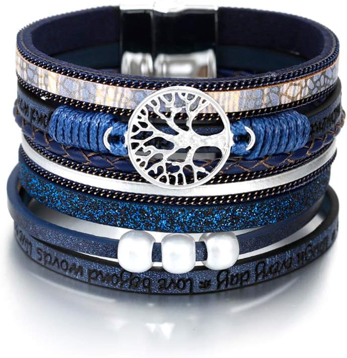 Manufacturer  Fesciory Leather Wrap Bracelets for Women, Boho Leopard Multi-Layer Crystal Beads Cuff Bracelet Jewelry  bracelets