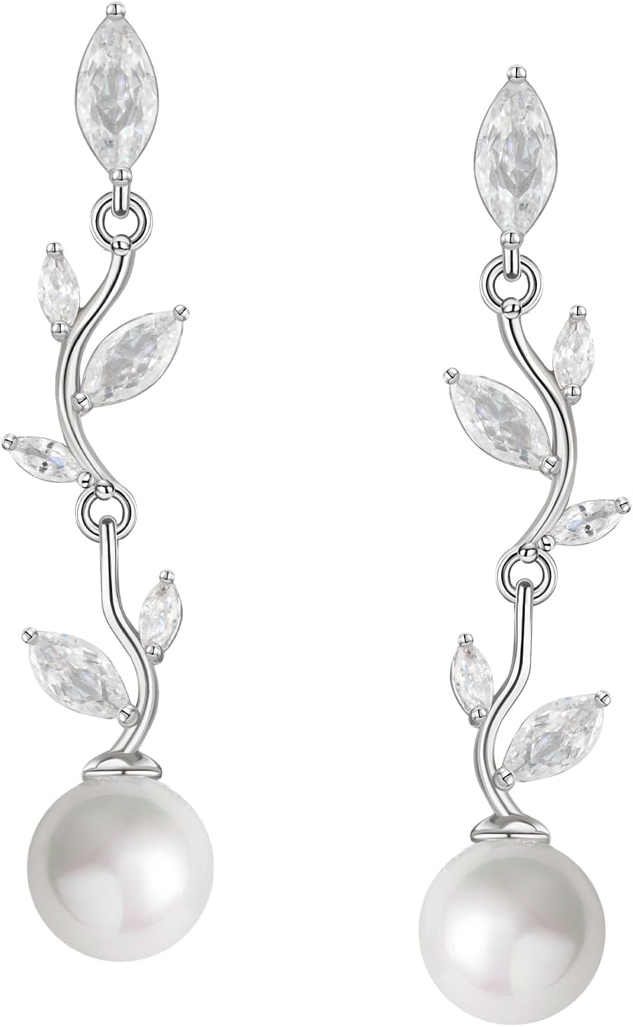 Manufacturer  SWEETV Cubic Zirconia Pearl Drop Wedding Earrings for Brides, Ivory Bridal Pearl Earrings for Bridesmaid Jewelry Gift  earring