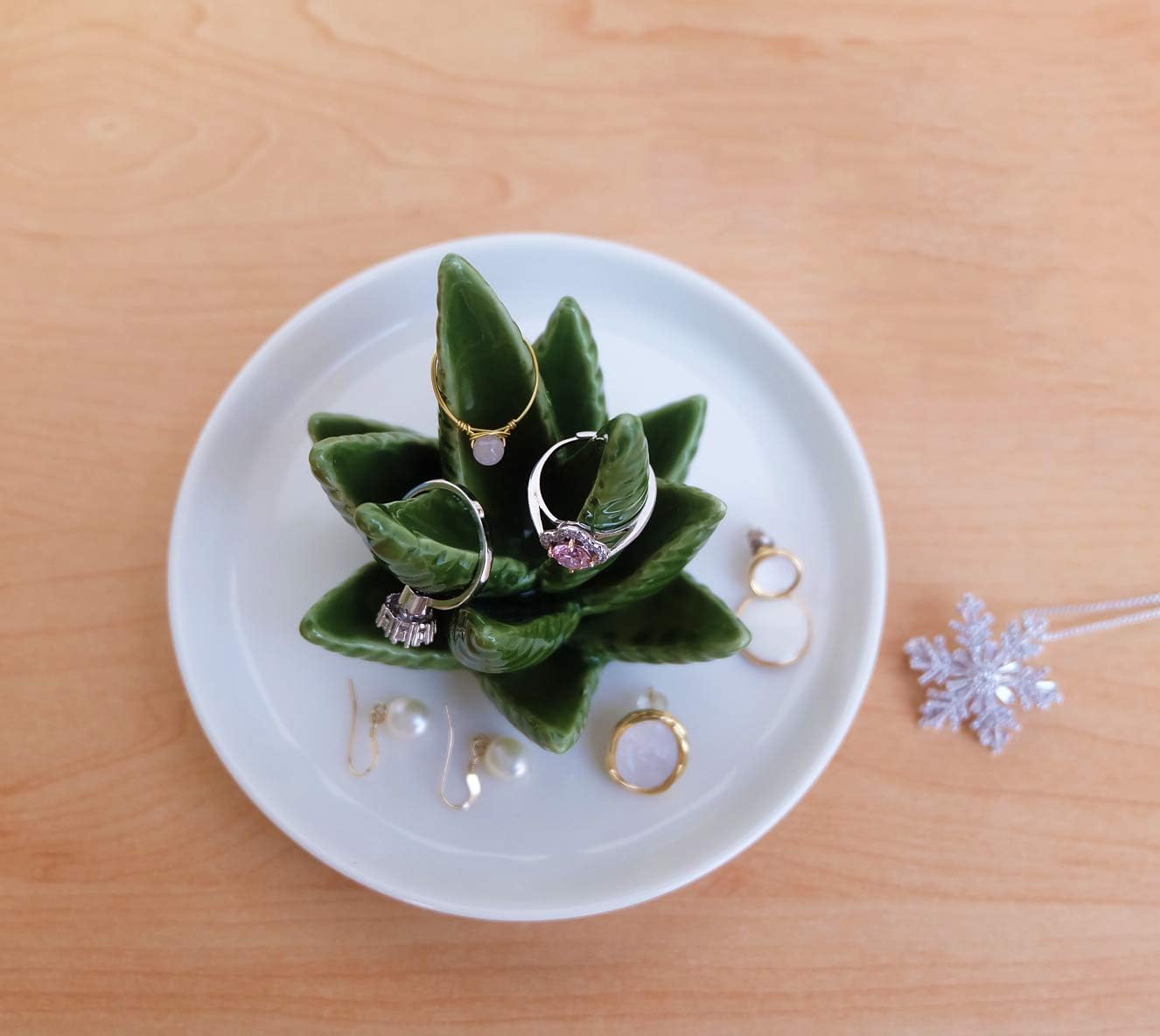 Manufacturer  PUDDING CABIN Aloe Ring Holder,Cactus Ring Dish,Jewelry Holder Trinket Tray for Rings Earrings Necklace Organizer,Bridesmaid Christmas Birthday Gift for Women Girls   rings