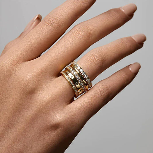 Manufacturer  FAXHION Gold Rings for Women Non Tarnish, 14k Gold Plated Dainty Stacking Cubic Zirconia Thumb Rings, Gold Knuckle Women Rings Set Jewelry Size 5-10   rings