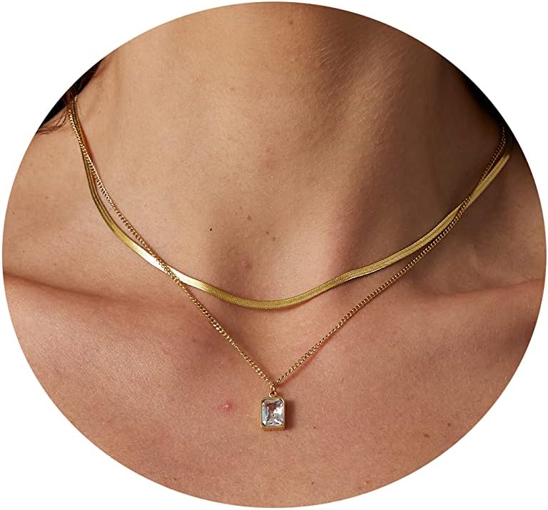 Manufacturer  Tasiso Herringbone Choker Necklace Set Double Layer Snake Chain Herringbone Chain Necklace Layering Necklace Set Cuban Chain Necklace for Women  Necklace