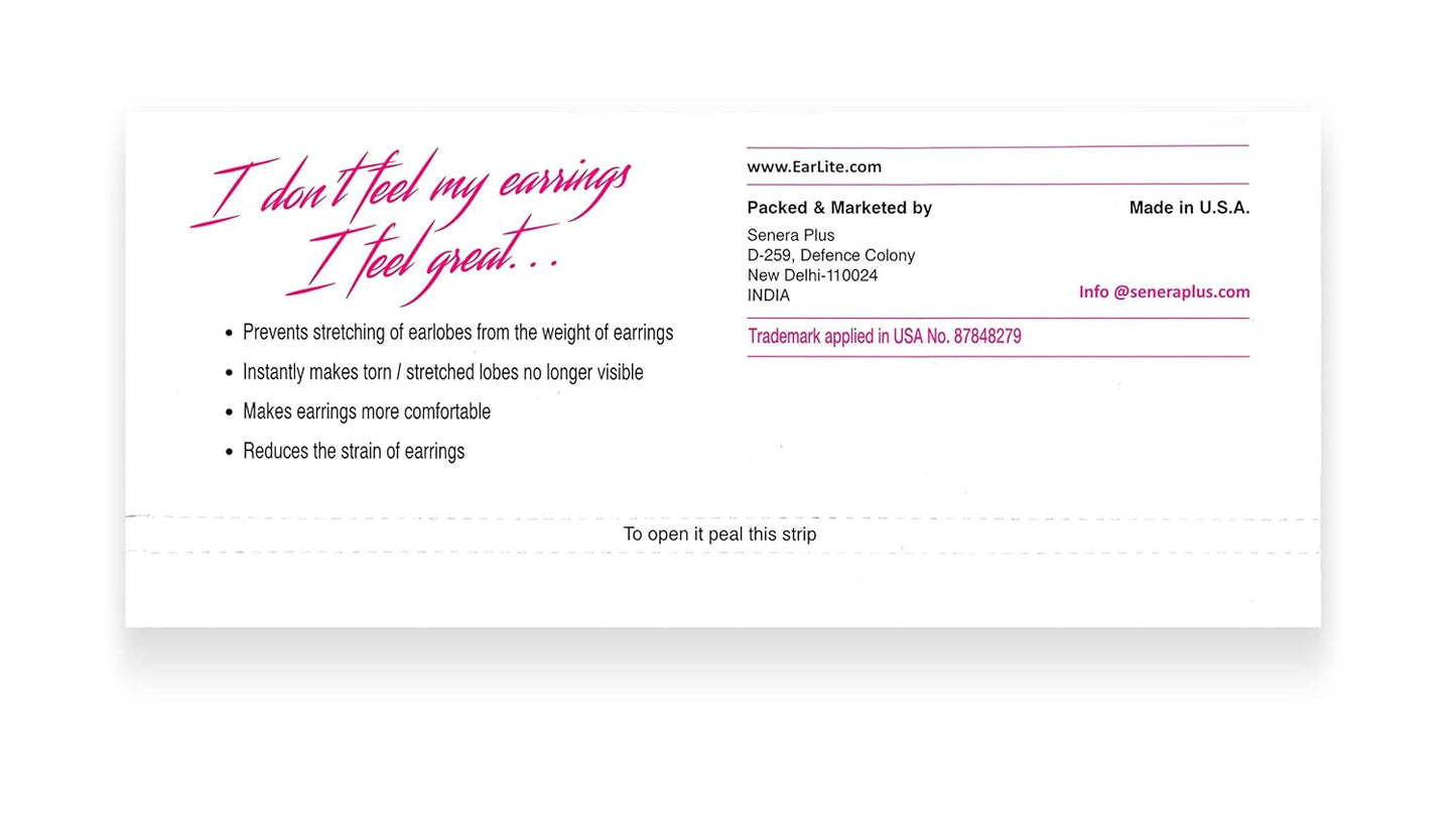 Manufacturer  EarLite 240 (60 Ea X 4 Packs) Invisible Earring Ear Support Waterproof Patches in ZipLock Pouch - Made in USA  earring