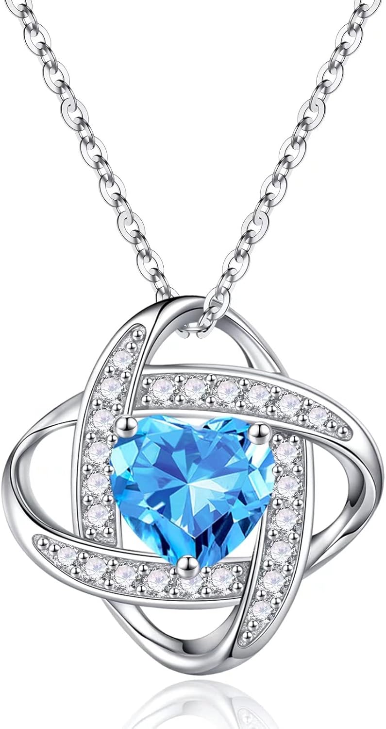 Manufacturer  Iefil 925 Sterling Silver Love Knot Birthstone Necklace, Natural or Created Gemstone, Anniversary Birthday Gifts for Women, Jewelry Gifts for Wife Mom Girlfriend  Necklace