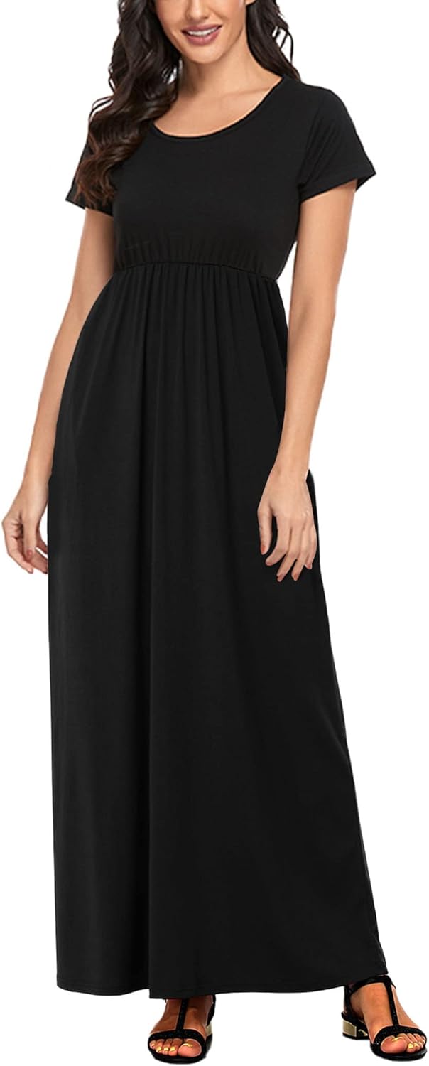 Manufacturer  Lacavocor Womens Short Sleeve Maxi Dresses Empire Waist Long Dress dresses