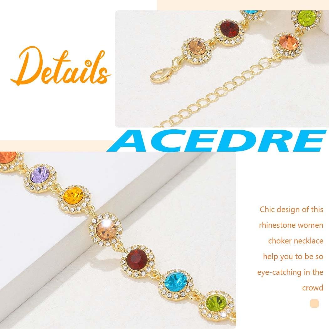 Manufacturer  ACEDRE Colorful Crystal Choker Necklace Sparkly Rhinestone Chokers Necklaces Gold Chain Party Prom Neck Jewelry for Women  necklace