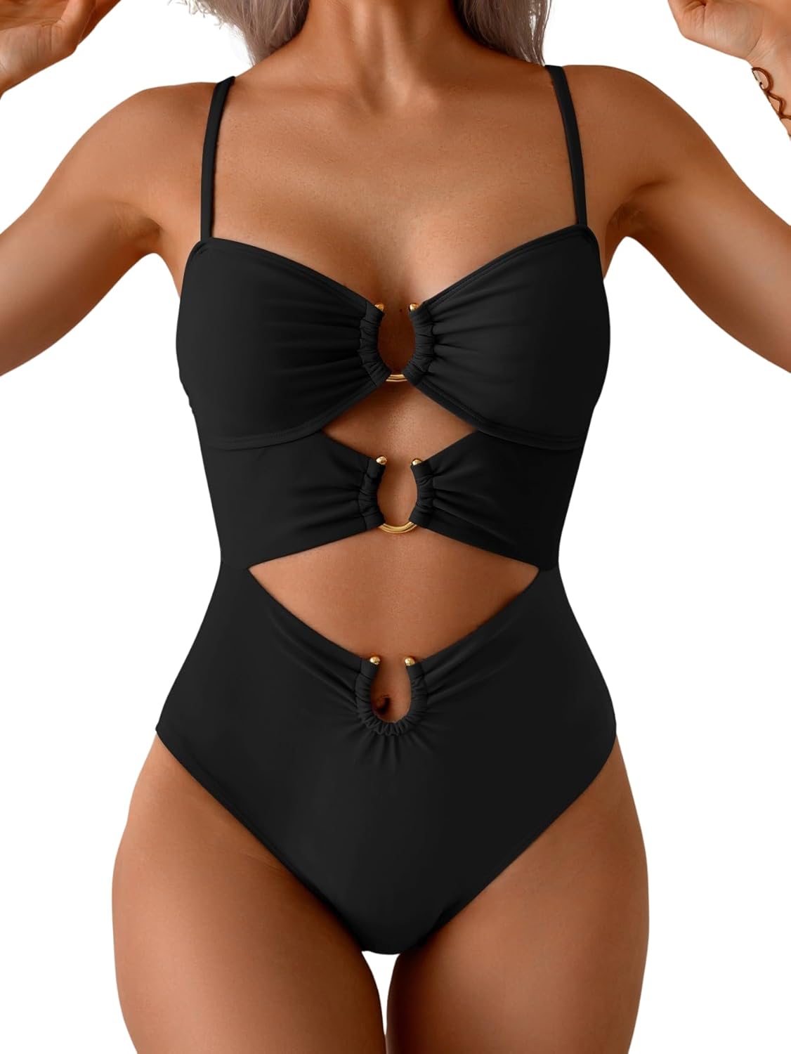 Manufacturer  Eomenie One Piece Swimsuit for Women Ring Linked Monokini Sexy Bathing Suit Cutout Swim Suit  Swimsuit