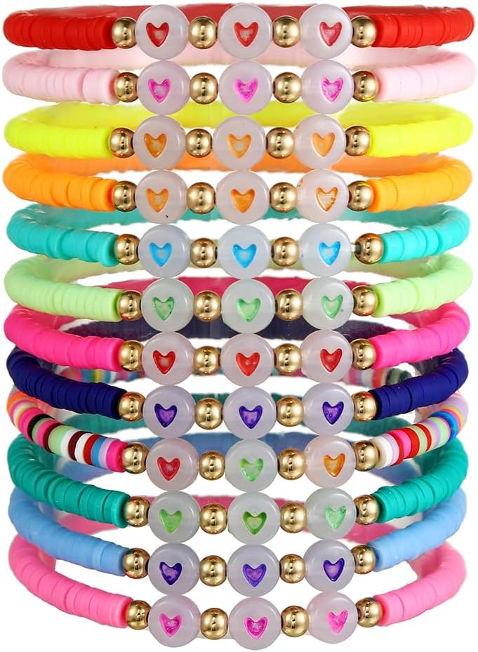 Manufacturer  Friendship Bracelets Boho Stackable Bracelets for Women Surfer Heishi Clay Bead Bracelets Stretch Preppy Bracelets Colorful Boho Bracelets for Women  bracelets