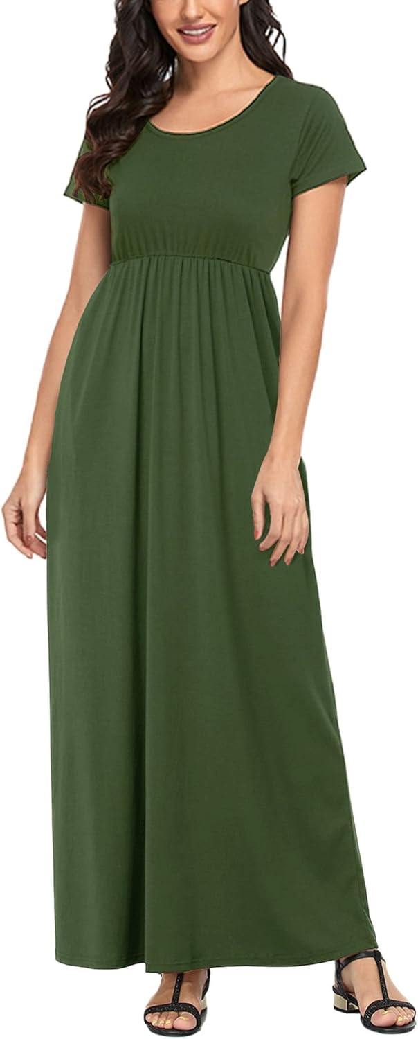 Manufacturer  Lacavocor Womens Short Sleeve Maxi Dresses Empire Waist Long Dress dresses