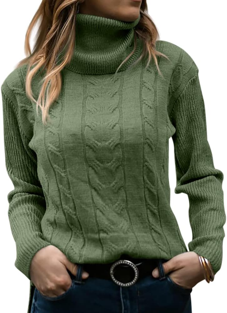 Manufacturer  Langwyqu Womens' Turtleneck Long Sleeve Cable Knit Sweaters   sweaters