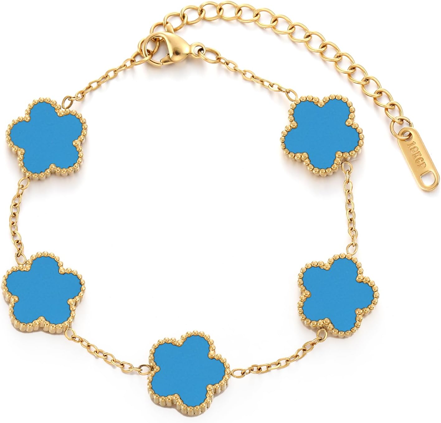 Manufacturer  TICVSS Four Leaf Clover Bracelet for Women 18K Gold Plated Stainless Steel Lucky 4 Leaf Gold Link Bracelet Jewelry Gift for Women  bracelets