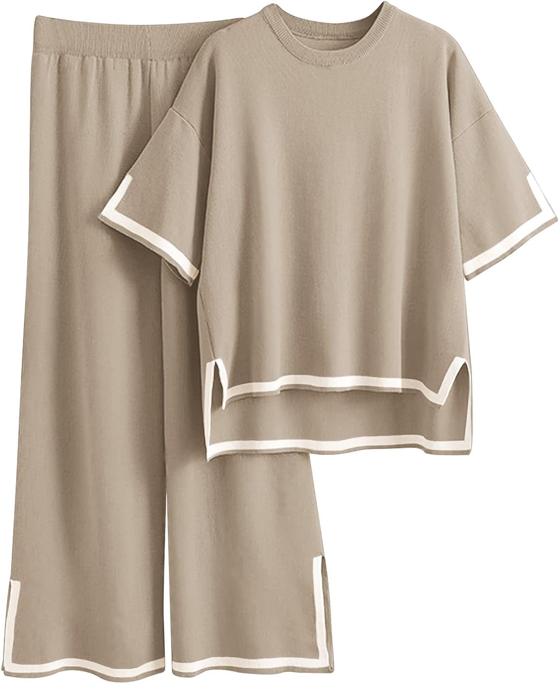 Imily Bela Womens Plus Size Lounge Sets 2 Piece Outfits Short Sleeve Pullover Tops Wide Leg Pants Summer Travel Outfits suits
