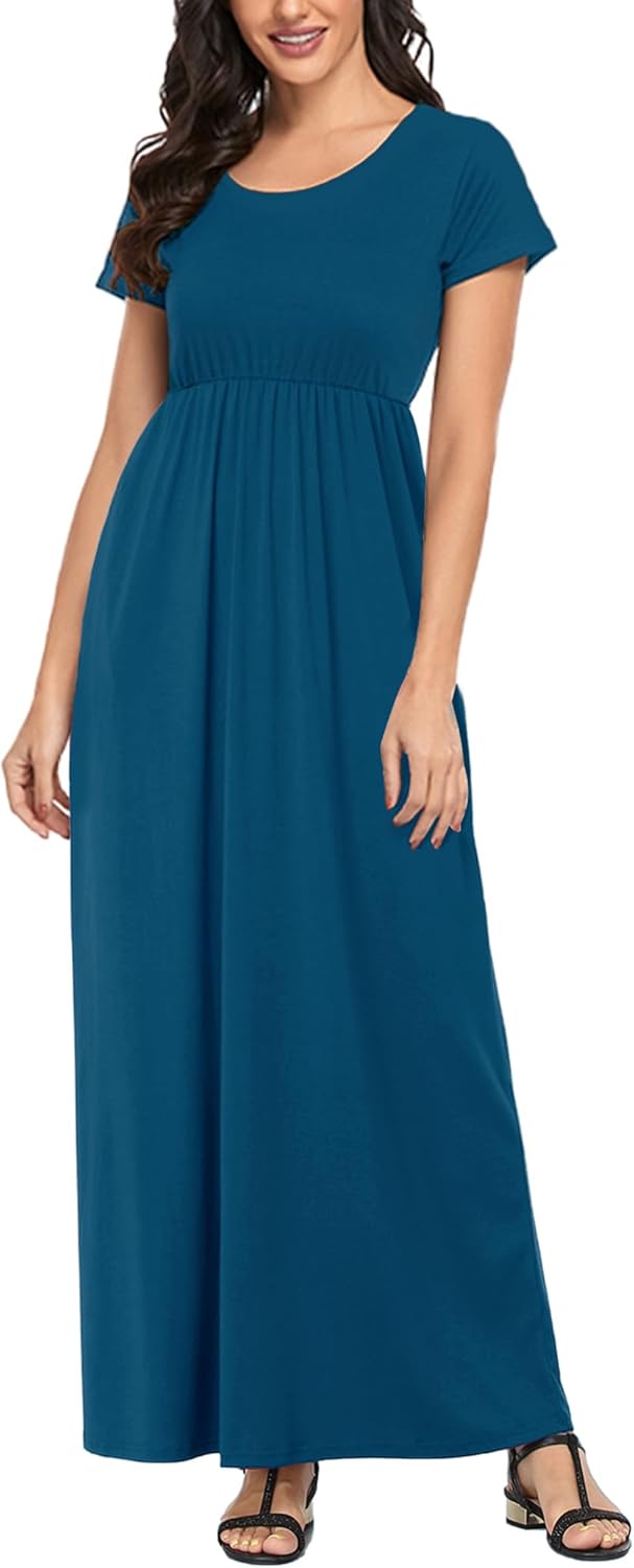 Manufacturer  Lacavocor Womens Short Sleeve Maxi Dresses Empire Waist Long Dress dresses