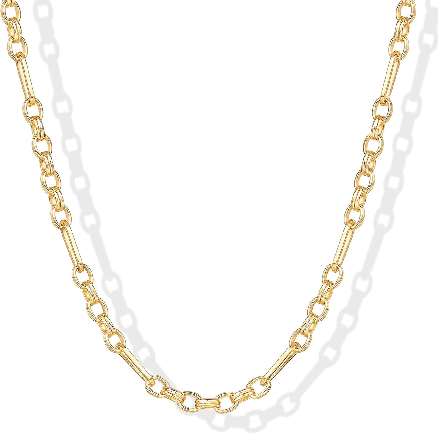 Manufacturer  PAVOI 14K Gold Plated Curb Paperclip Box Sphere Bead Snake Herringbone and Figaro Chain Adjustable Necklace  Necklace