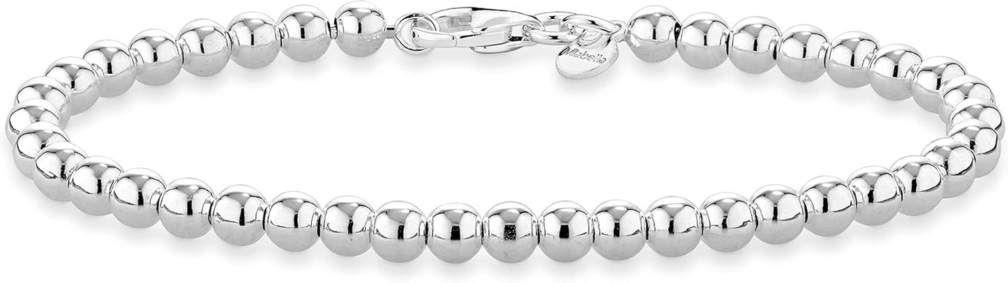 Manufacturer  Miabella 925 Sterling Silver Italian Handmade 4mm Bead Ball Strand Chain Bracelet for Women, Made in Italy  bracelets