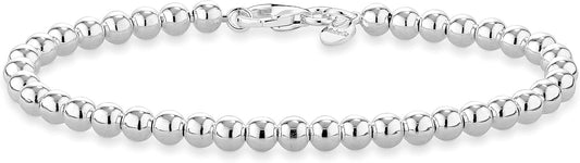 Manufacturer  Miabella 925 Sterling Silver Italian Handmade 4mm Bead Ball Strand Chain Bracelet for Women, Made in Italy  bracelets