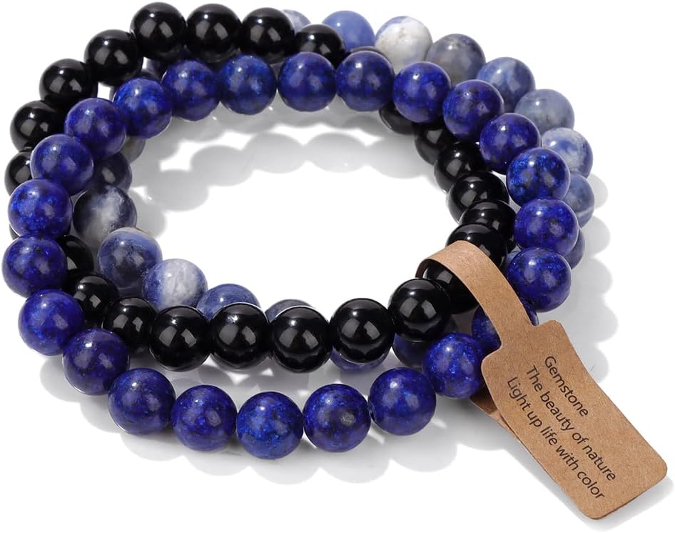 Manufacturer  3 PCS Healing Crystal Bracelets for Women 8mm Natural Stone Beaded Stretch Bracelet Amethyst Jewelry Gifts  bracelets