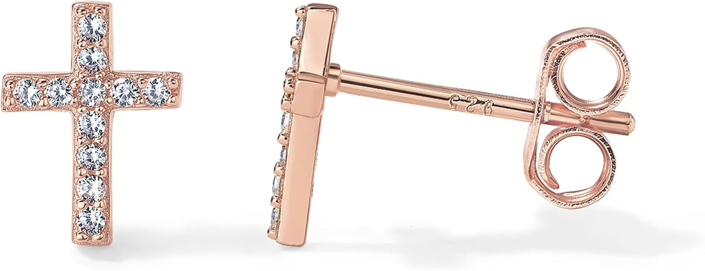 Manufacturer  PAVOI 14K Gold Plated Sterling Silver Posts Cross Earrings for Women | Small Religious Faith Cubic Zirconia Cross Studs Huggies Earrings  earring