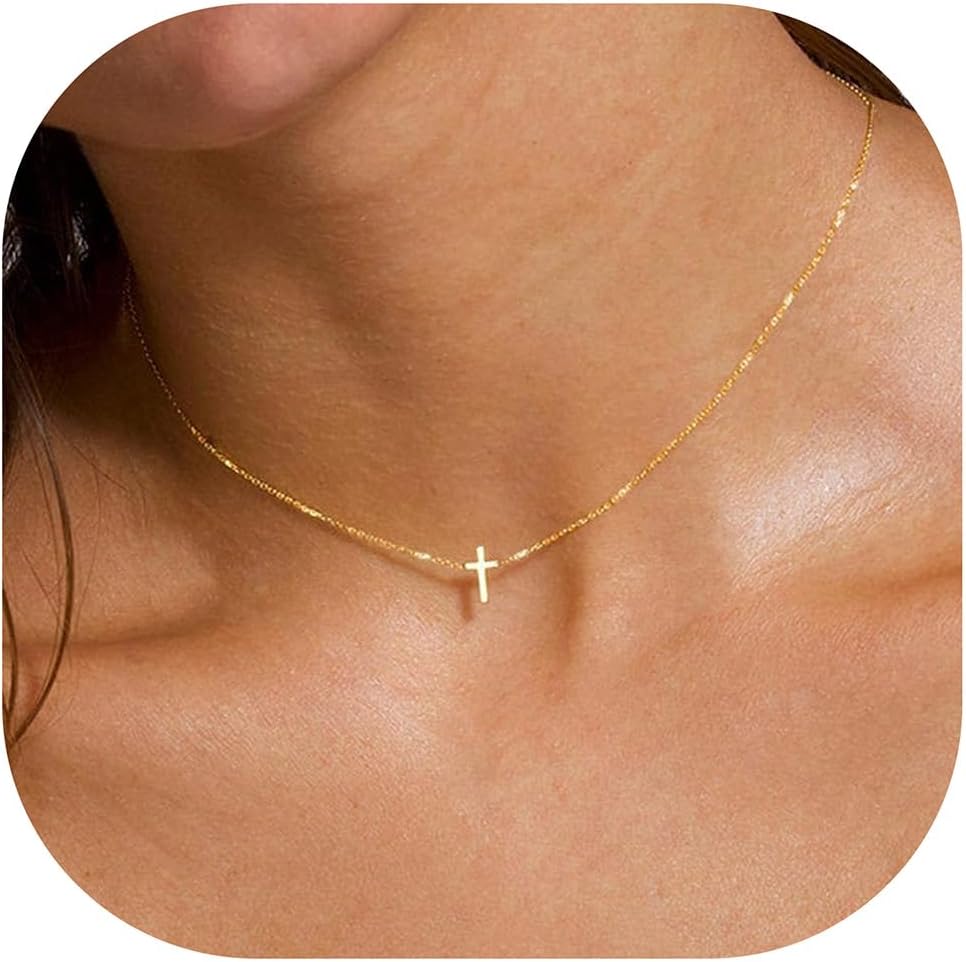 Manufacturer  MONOZO Cross Necklace for Women，14K Gold Plated Cross Necklace Layered Gold Cross Necklace Tiny Sideway Cross Choker Necklace Gold Cross Necklaces for Women Trendy Gold Jewelry Gifts for Women Trendy  necklace