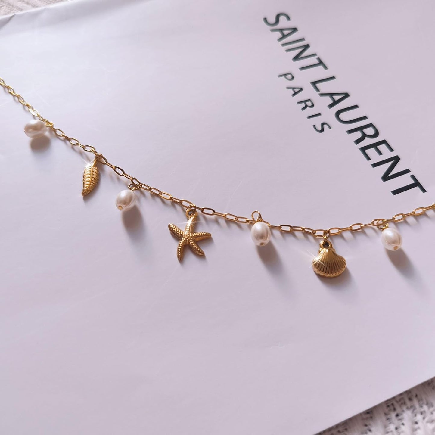 Manufacturer  Charm Necklace for Women - Dainty Gold Paperclip Beach Charm Necklace Cute Shell Necklace Moon Star Accessory Beach Cross Hexagram Pendant Preppy Stuff Summer Jewelry for Women  necklace
