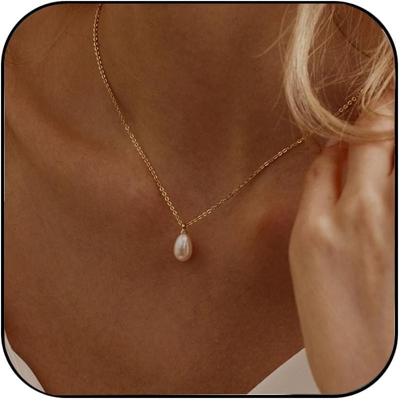 Manufacturer  Pearl Necklace for Women Trendy,14k Gold Plated Necklace Dainty Wedding Necklace Small Cute Choker Necklace Beaded Lariat Drop Necklace Vintage Waterproof Jewelry for Women Gold Jewelry Fashion Gifts  necklace