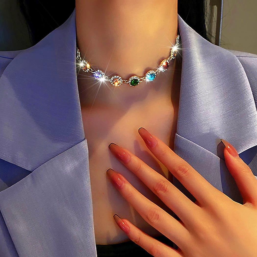 Manufacturer  ACEDRE Colorful Crystal Choker Necklace Sparkly Rhinestone Chokers Necklaces Gold Chain Party Prom Neck Jewelry for Women  necklace