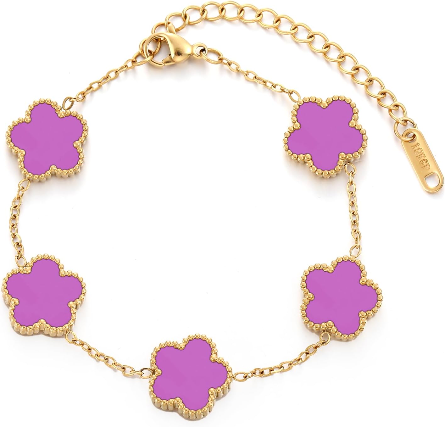 Manufacturer  TICVSS Four Leaf Clover Bracelet for Women 18K Gold Plated Stainless Steel Lucky 4 Leaf Gold Link Bracelet Jewelry Gift for Women  bracelets