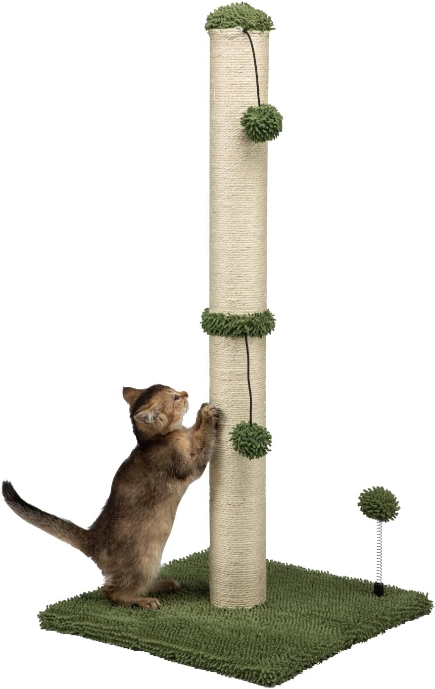 Manufacturer  MECOOL Cat Scratching Post Premium Basics Kitten Scratcher Sisal Scratch Posts with Hanging Ball 22in for Kittens or Smaller Cats (22 inches for Kitten, Beige)    Cat toy
