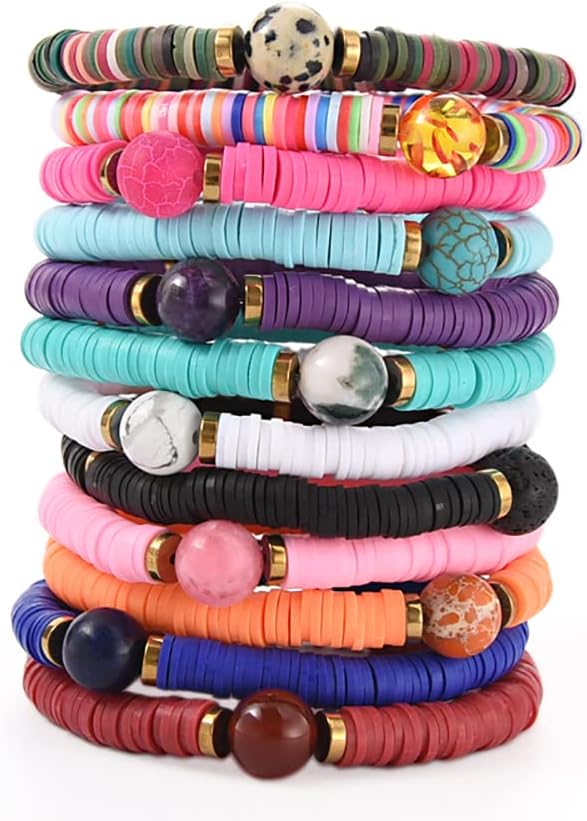 Manufacturer  12pcs Friendship Bracelets Beaded Bracelets Heishi Bracelet Cute Bracelets Stack Vinyl Clay Disc Bead Surfer Stretch Summer Beach Bracelets For Women Preppy Bracelets  bracelets