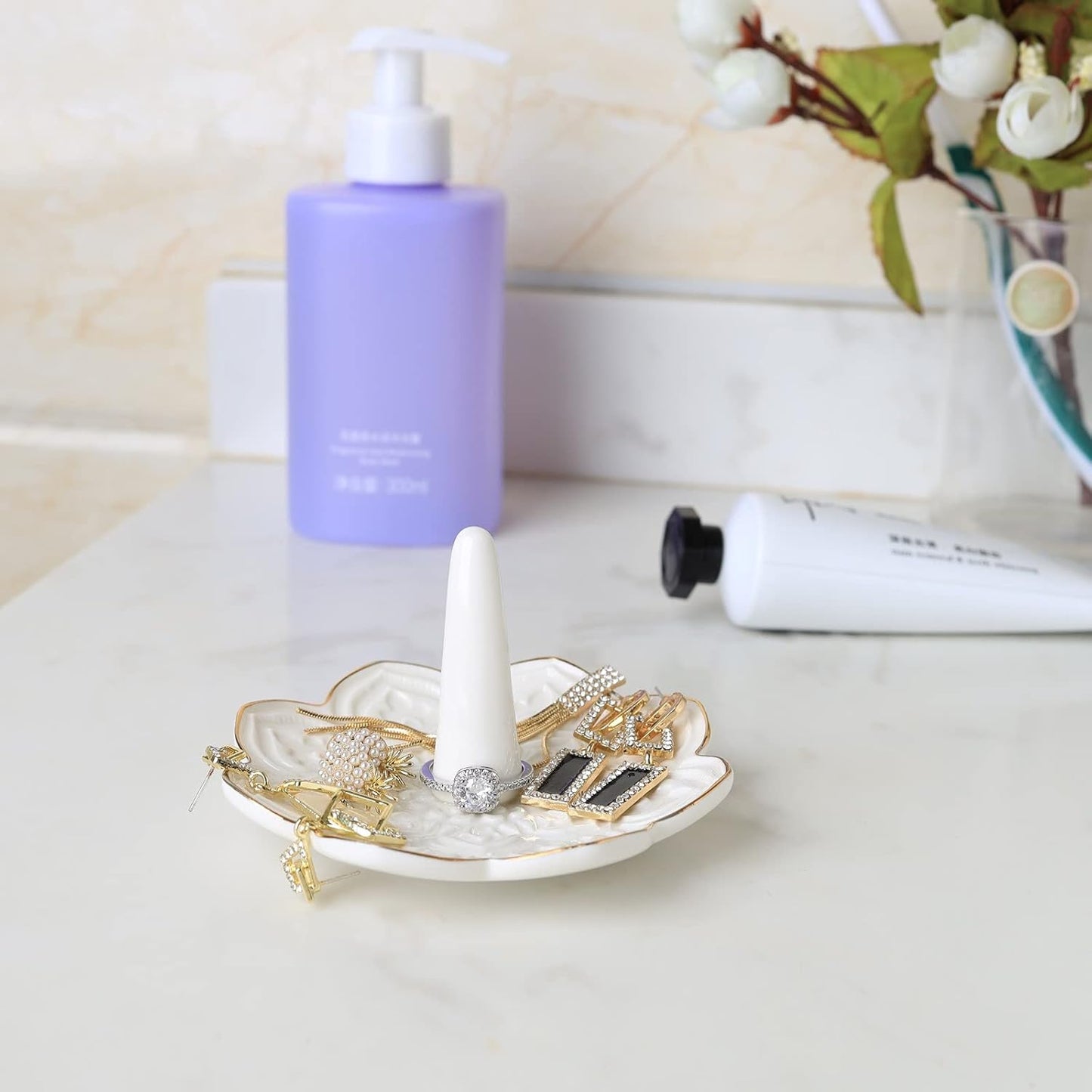 Manufacturer  Ceramic White Mandala Jewelry Holder Decorative Ring Holder/Trinket Tray Valentine Engagement Wedding Birthday Gifts for Women Her   rings