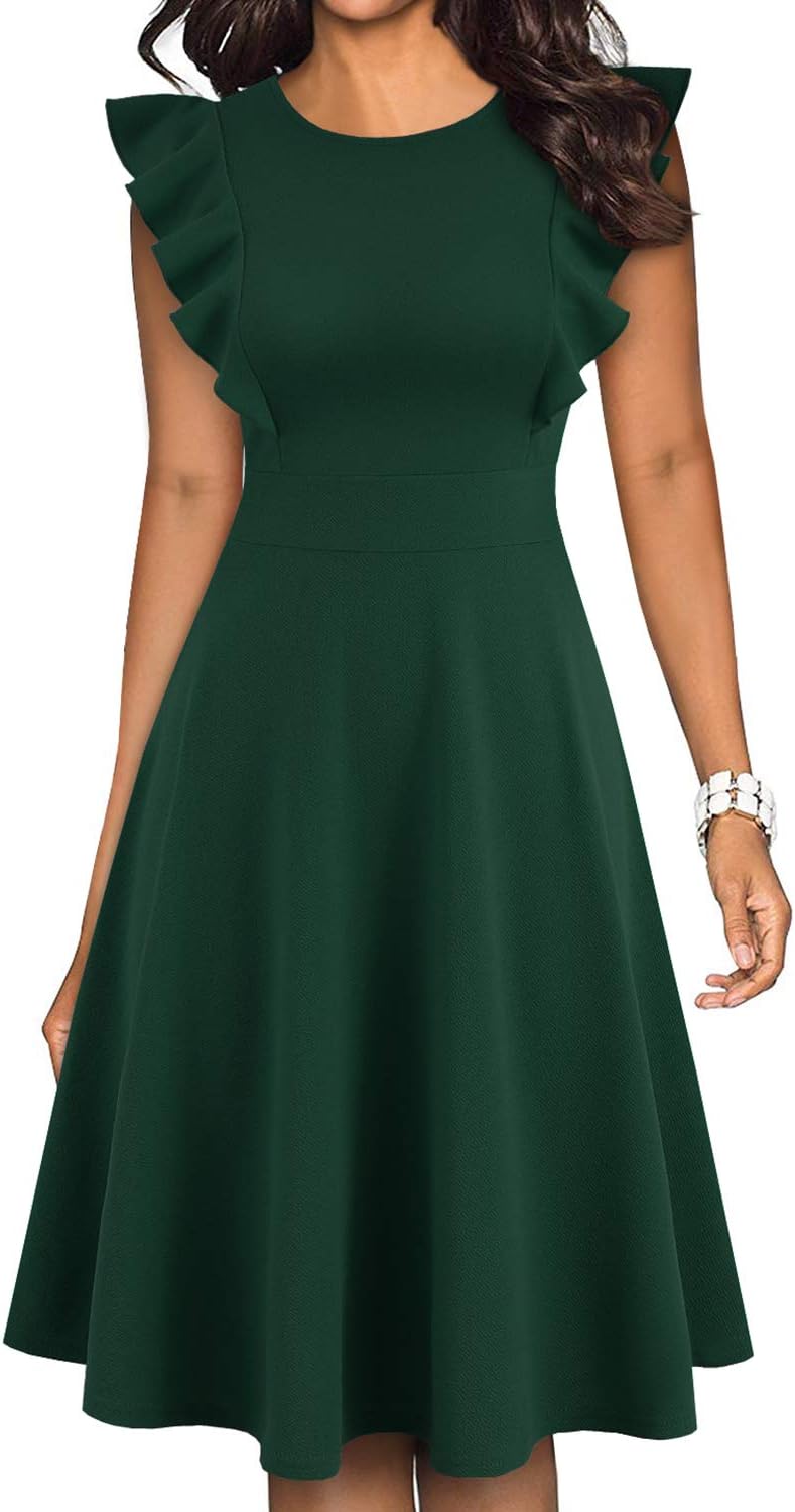 Manufacturer  YATHON Women's Vintage Ruffle Floral Flared A Line Swing Casual Cocktail Party Dresses dresses