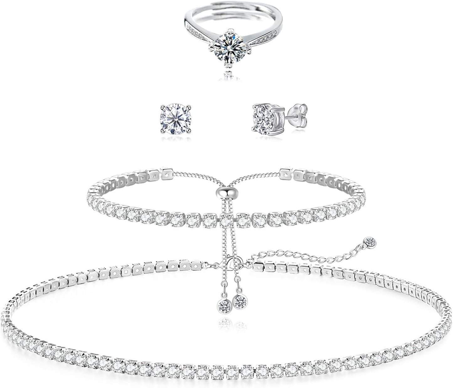 Manufacturer  Tennis Necklace Bracelet for Women, Sterling Sliver, Dainty Chocker Necklace, Crystal Bracelet for Women, Wedding Jewelry for Bride, Sparkly Party Prom Hypoallergenic  Necklace