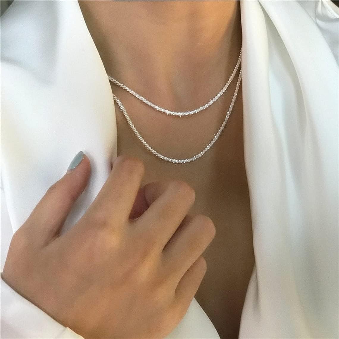 Manufacturer  Tasiso Herringbone Choker Necklace Set Double Layer Snake Chain Herringbone Chain Necklace Layering Necklace Set Cuban Chain Necklace for Women  Necklace
