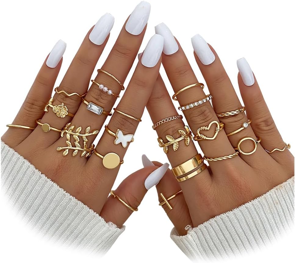 Manufacturer  IFKM 51 Pcs Gold Knuckle Rings Set For Women Girls Vintage Stackable Joint Finger Midi Rings Dainty Cubic Zirconia Crystal Simple Twist Hollow Cute Rings Pack Jewelry Gift   rings