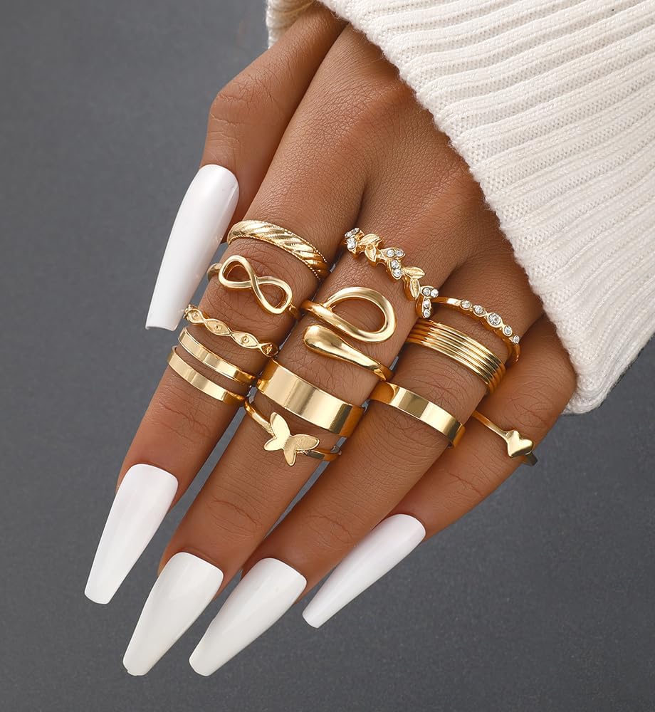 Manufacturer  iF YOU 25 Pcs Gold Knuckle Ring Set for Women, Chunky Stackable Finger Midi Rings, Silver Simple Stacking Cute Rings Pack Trendy Stuff Jewelry Gift   rings