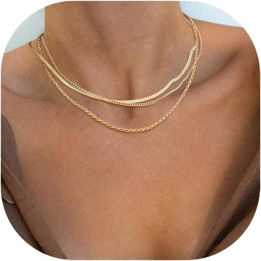 Manufacturer  Freekiss Herringbone Necklace for Women,Dainty Gold Necklace,14k Gold Plated Snake,Gold Chain Choker Necklaces,Simple Gold Layered Necklaces,Gold Jewelry Gift for Women  Necklace
