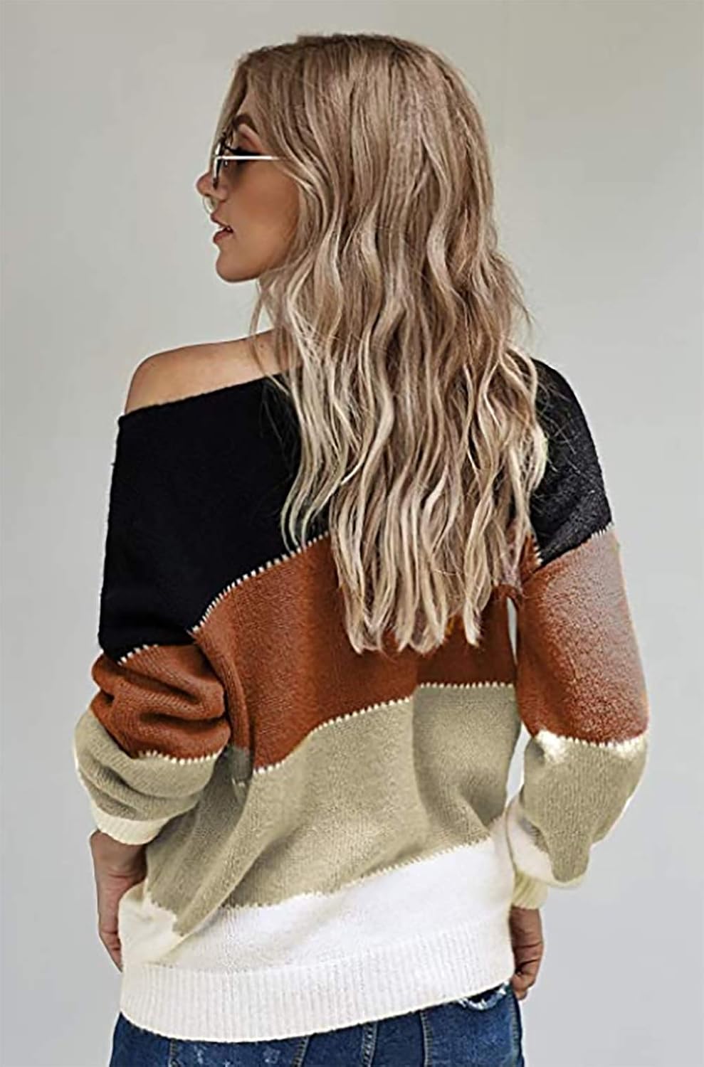 Manufacturer  Necooer Womens Sweater Pullover Casual Long Sleeve Crewneck Color Block Pullover Knit Sweater for Women   sweaters