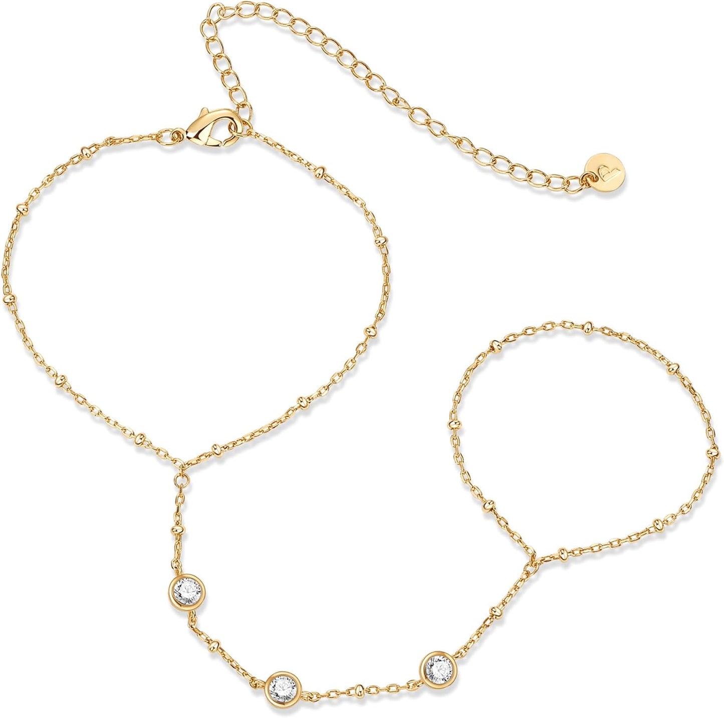 Manufacturer  PAVOI 14K Gold Plated Freshwater Pearl Gold Hand Chain Bracelet for Women - Trendy Ring Bracelet Hand Chain Body Jewelry  bracelets